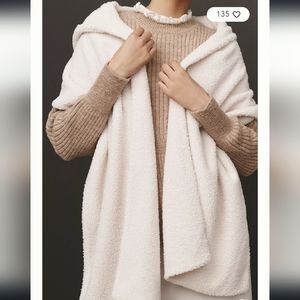 Anthropologie Cozy Boucle Hood Scarf - ivory